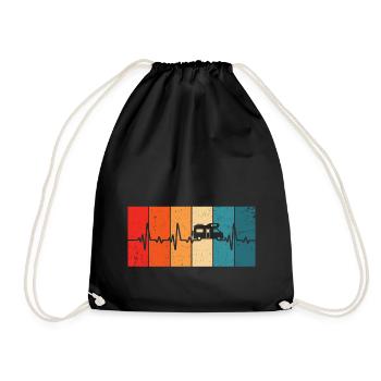 Camping retro heartbeat motorhome campsite - Drawstring Bag - black - Front