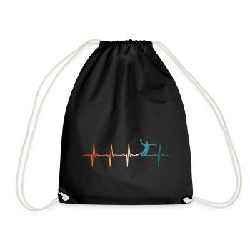 Vintage handball heartbeat handball player - Drawstring Bag - black - Front