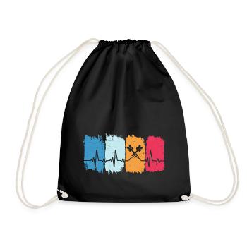 Darts retro heartbeat t-shirt dart - Drawstring Bag - black - Front
