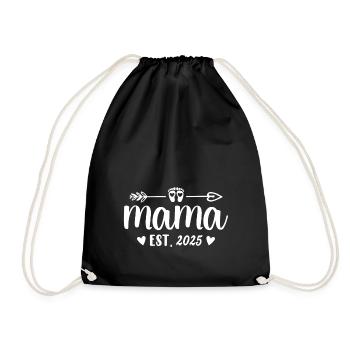 Geschenkidee für Muttertag Mama 2025 - Turnbeutel - Schwarz - Vorne