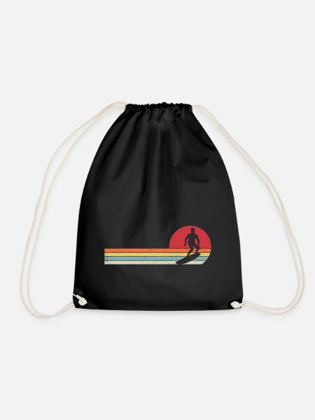 Retro Surf Surfen Surfer - Turnbeutel - Schwarz