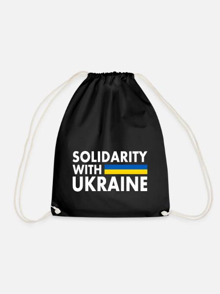 Solidarity with ukraine - Drawstring Bag - black