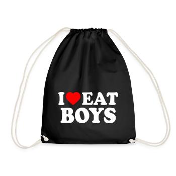 I love eat boys - Drawstring Bag - black - Front