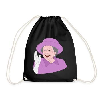 Queen Elizabeth II waves for the 70th Crown Jubilee - Drawstring Bag - black - Front