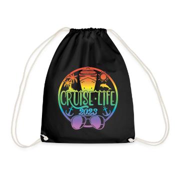 Cruise Life 2023 Cruising Summer Holiday Vacation - Drawstring Bag - black - Front
