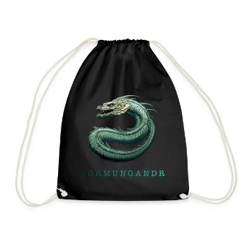 Die Midgardschlange „Jormungandr“ mit Schrift - Turnbeutel - Schwarz - Vorne