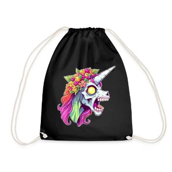Zombicorn Zombie Unicorn Halloween - Turnbeutel - Schwarz - Vorne