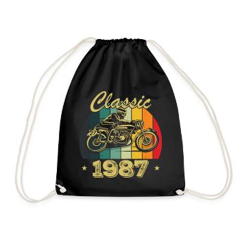 Klassisches Vintage-Geburtstagsgeschenk aus dem Jahr 1987 - Turnbeutel - Schwarz - Vorne