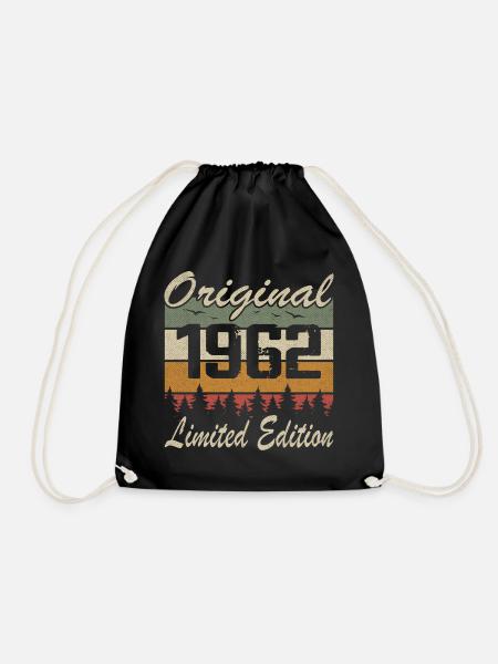 Vintage Geburtstag Original Geschenkidee 1962 - Turnbeutel - Schwarz