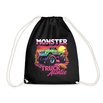 Monster Truck Auntie Matching Family Monster Truck - Drawstring Bag - black - Front