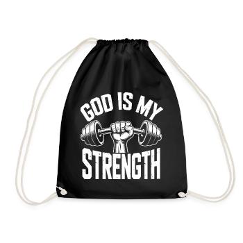 God is my strength! Believing Christian Jesus - Drawstring Bag - black - Front