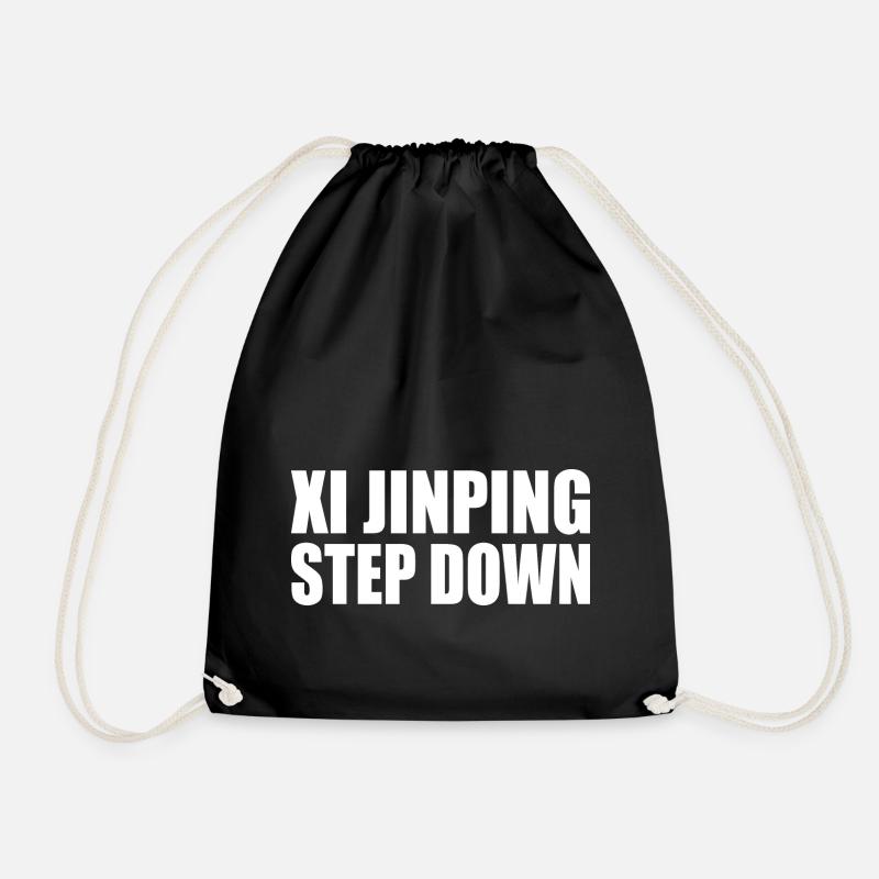 Xi jinping step down - Drawstring Bag - black