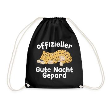 Gute Nacht Gepard schlafen Geschenk - Turnbeutel - Schwarz - Vorne