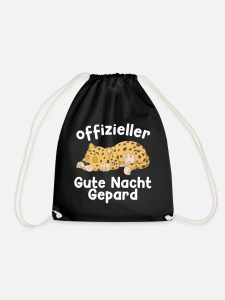 Gute Nacht Gepard schlafen Geschenk - Turnbeutel - Schwarz