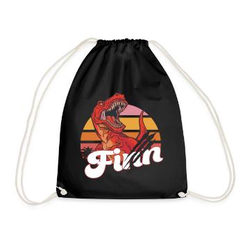 FINN - Beau prénom de garçon avec T-REX Dino - Sac de sport léger - noir - Devant