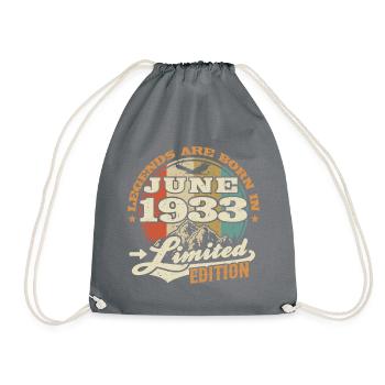 Born in Juni 1933 - 90 years old - Drawstring Bag - grey - Front