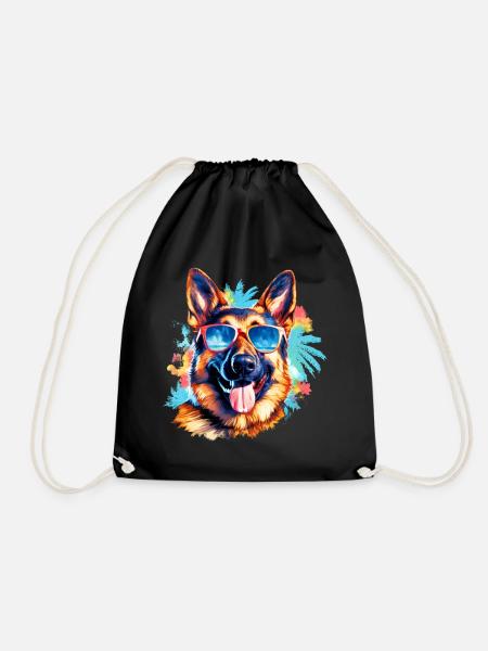 German Shepherd - Drawstring Bag - black