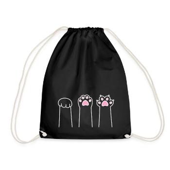 Cat Paw Game Cat Paws Stone Paper Scissors - Drawstring Bag - black - Front