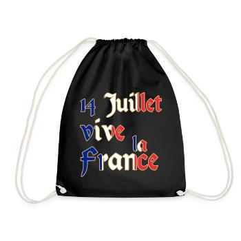 Frankreich Nationalfeiertag Feiertag 14 Juli - Turnbeutel - Schwarz - Vorne