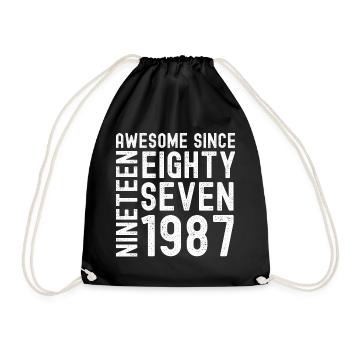 Awesome since 1987 Geburtstag Geschenk Jahreszahl - Turnbeutel - Schwarz - Vorne