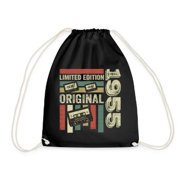 Vintage 1955 - Retro Birthday Saying 1955 - Drawstring Bag - black - Front