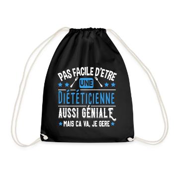 Diététicienne Cadeau Métier Diététique Nutrition - Sac de sport léger - noir - Devant