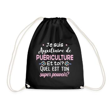 Auxiliaire de puériculture Puéricultrice Métier - Sac de sport léger - noir - Devant