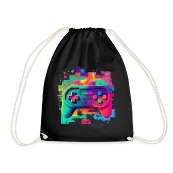Retro colorful console - Drawstring Bag - black - Front