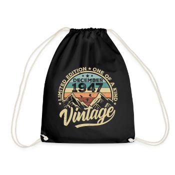 Original December 1947 - 78th Birthday Gift - Drawstring Bag - black - Front
