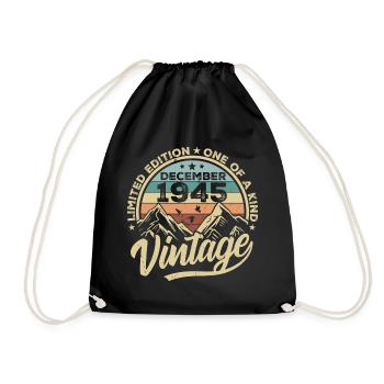Original décembre 1945 - Cadeau d’anniversaire 80 - Sac de sport léger - noir - Devant