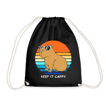 Capybara Capibara - Turnbeutel - Schwarz - Vorne
