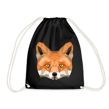 fox poly vixen fox illustration low poly head - Drawstring Bag - black - Front