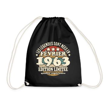 Les légendes sont nées en février 1963 - Sac de sport léger - noir - Devant