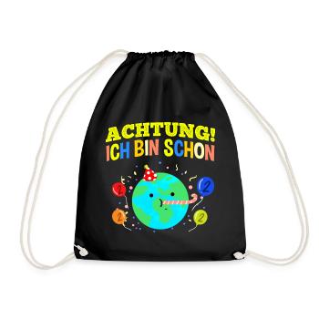 Achtung Ich Bin Schon 2 Geburtstag Erde - Turnbeutel - Schwarz - Vorne
