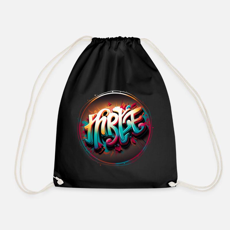 "Inspire" Graffiti Theme 2 - Drawstring Bag - black