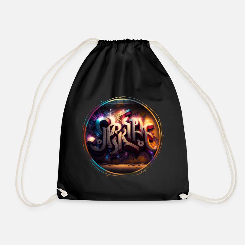 "Light" Graffiti Theme 3 - Drawstring Bag - black