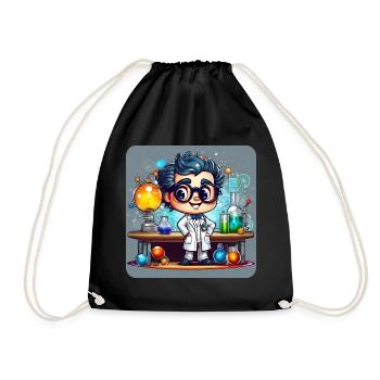 Cute professor with glasses in lab - Drawstring Bag - black - Front