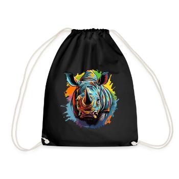 Colorful rhinoceros - Drawstring Bag - black - Front
