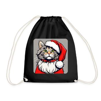 Chat de Noël mignon - Sac de sport léger - noir - Devant