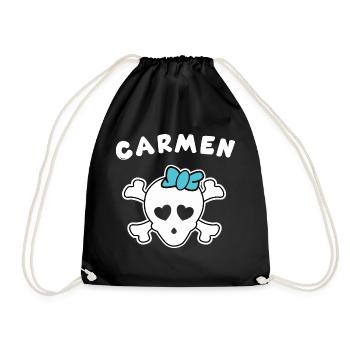 Piratin Carmen Design für Mädchen und Frauen - Turnbeutel - Schwarz - Vorne