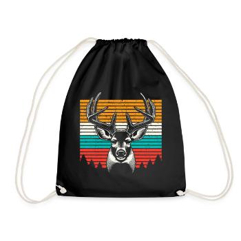 Vintage Hirsch - Einzigartiges Natur Geschenk - Turnbeutel - Schwarz - Vorne