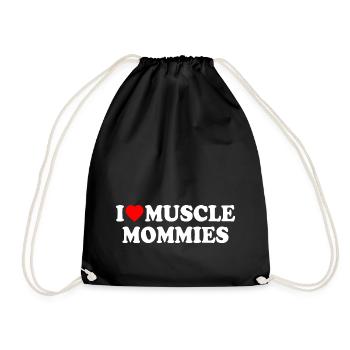 I love muscle mommies - Drawstring Bag - black - Front