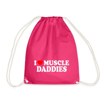 I love muscle daddies - Drawstring Bag - fuchsia - Front