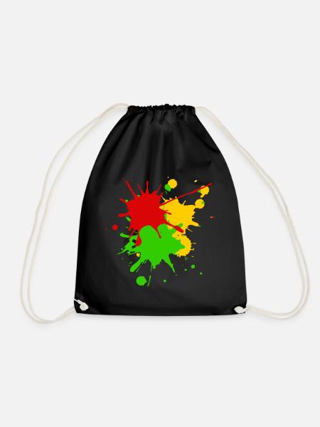 Reggae Farben Afrika Roots Flagge Farbspritzer - Turnbeutel - Schwarz