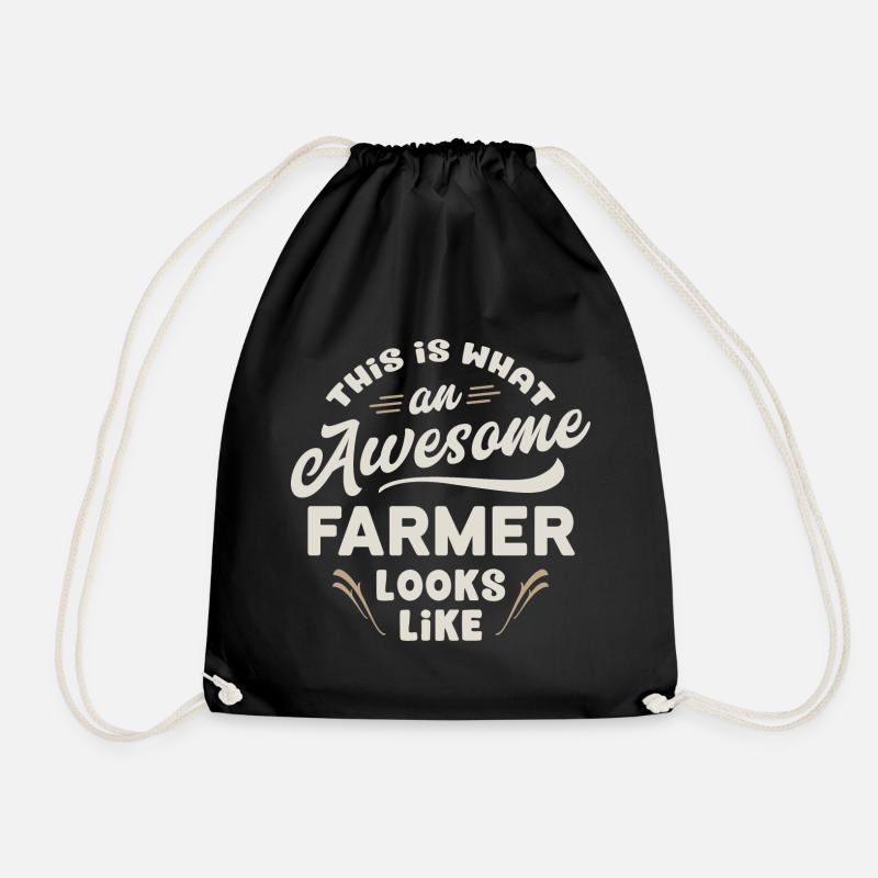 This Is What An Awesome Farmer Looks Like - Drawstring Bag - black