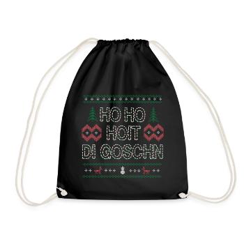 HO HO HOIT DI GOSCHN UGLY XMAS Weihnachtsgeschenk - Turnbeutel - Schwarz - Vorne