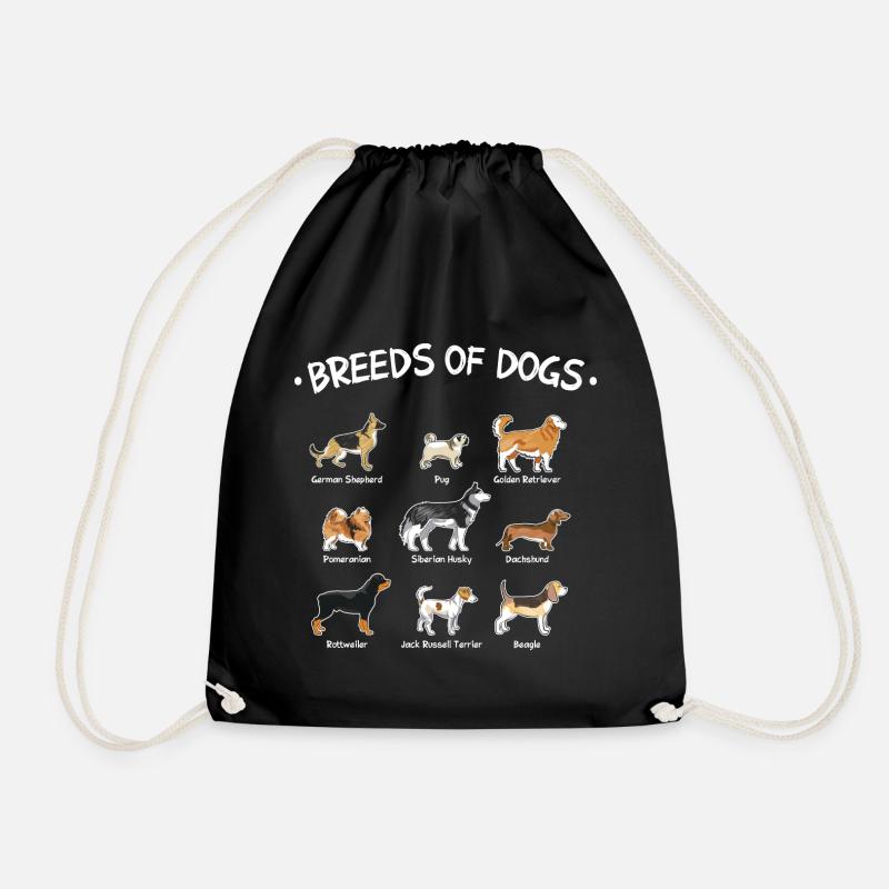 Breeds of Dogs - Turnbeutel - Schwarz