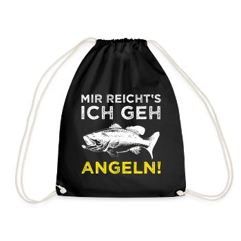 Angeln Fischen Angler Fischer lustiger Spruch - Turnbeutel - Schwarz - Vorne