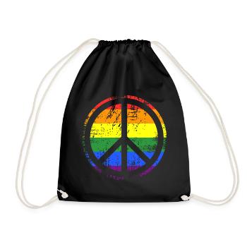 Peace Sign Rainbow - Drawstring Bag - black - Front