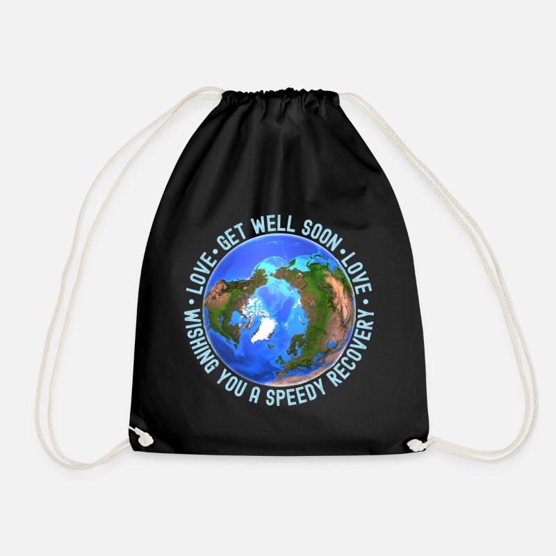 Get Well Soon Mother Earth | Climate Change - Drawstring Bag - black